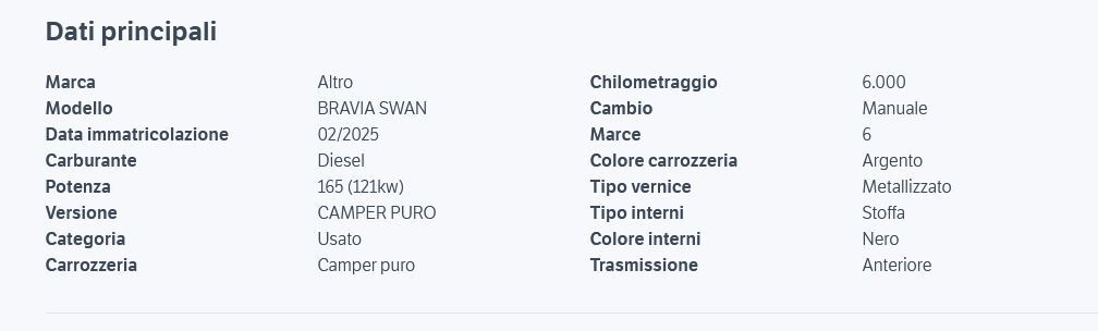 BRAVIA SWAN CAMPER PURO - PREZZO RIBASSATO