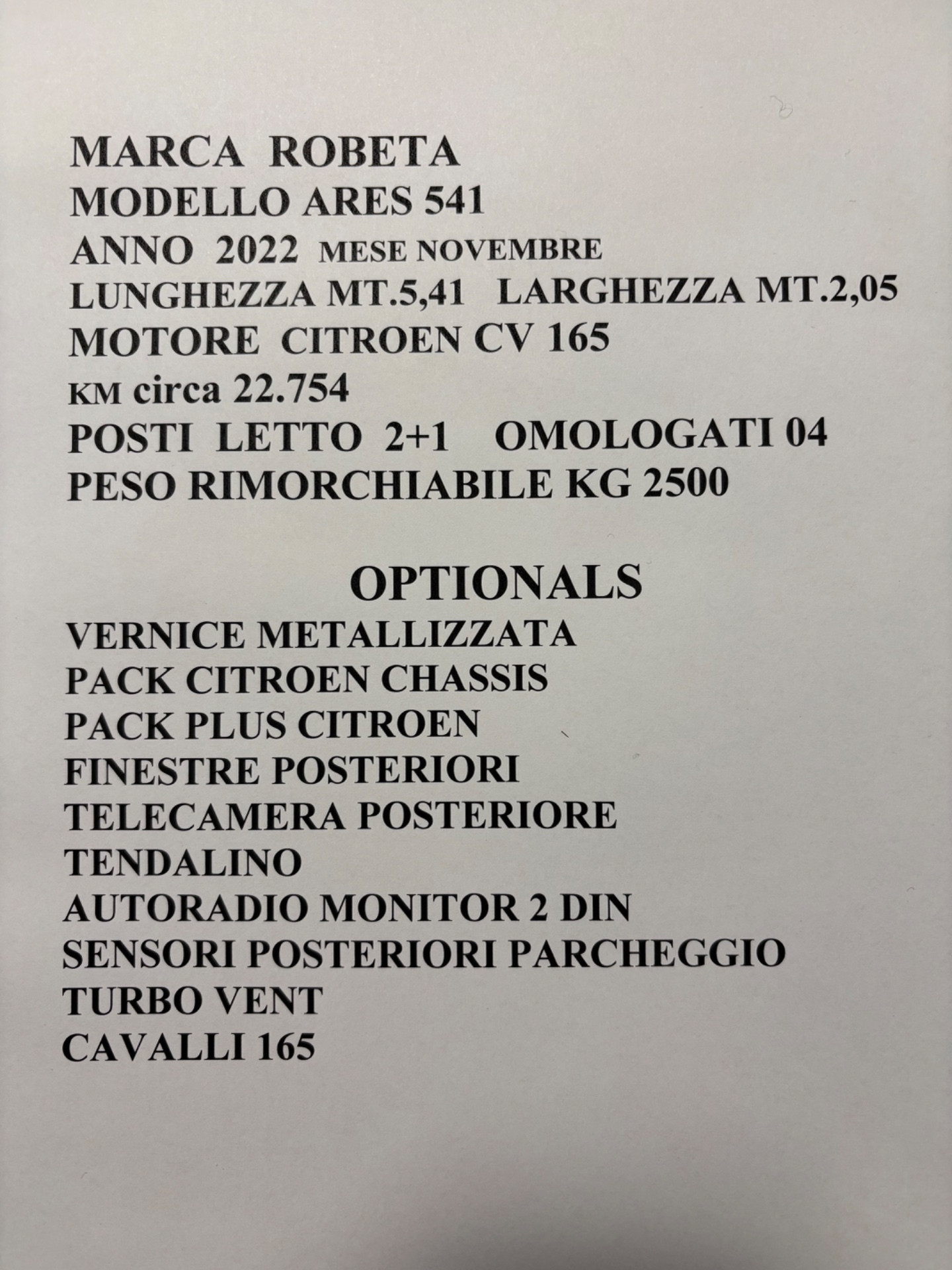 Robeta Ares 541 USATO GARANTITO